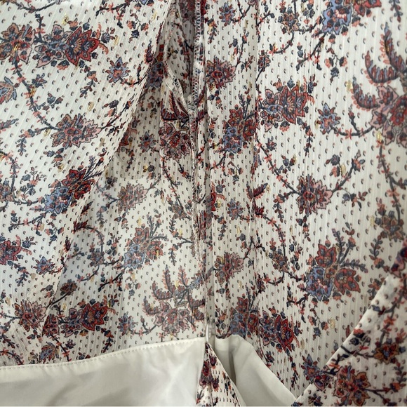 Morgan de Toi Floral Metallic Midi Wrap Dress with Tie and Ruffles; French Brand - Picture 7 of 9